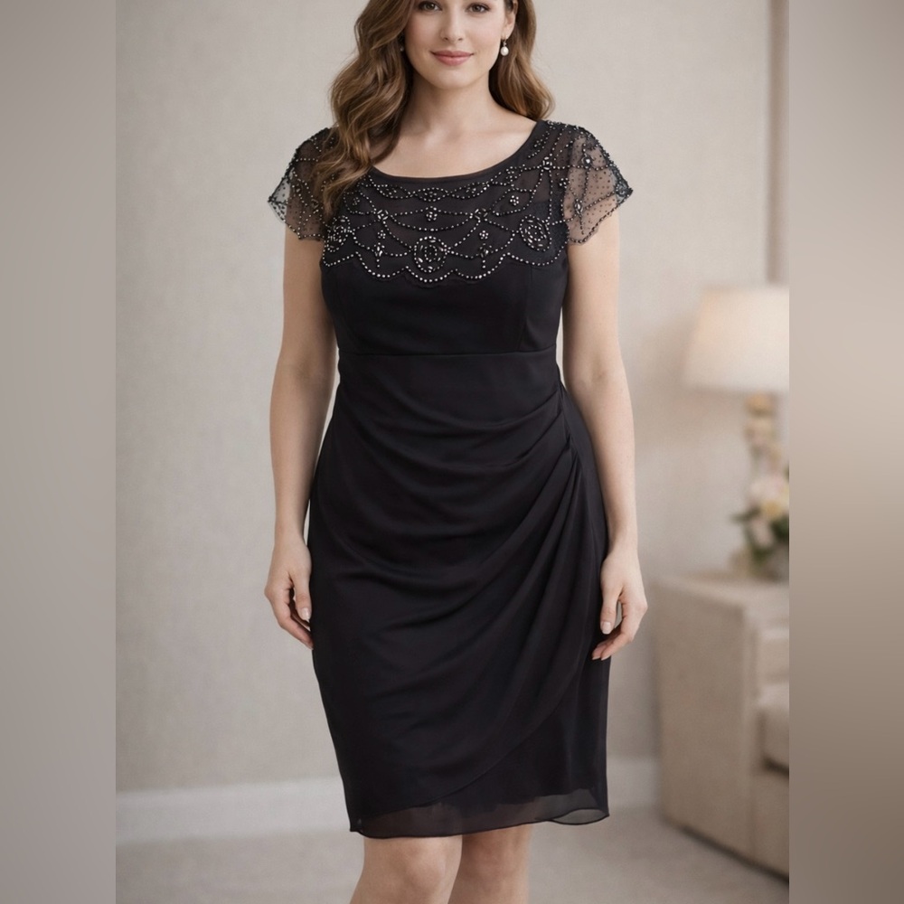 Gray Cocktail Dress with Beading.